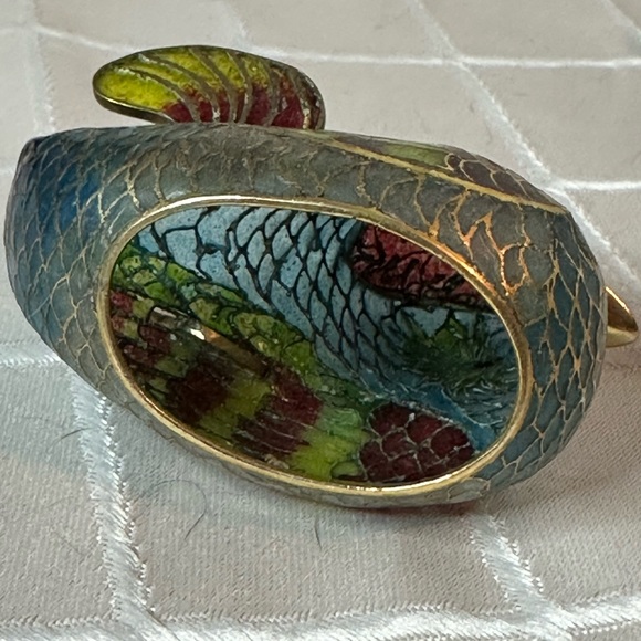 Vintage Chinese Plique A Jour Cloisonne Transparent Enamel Mandarin Ducks - Picture 4 of 16